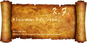 Kleinman Füzike névjegykártya